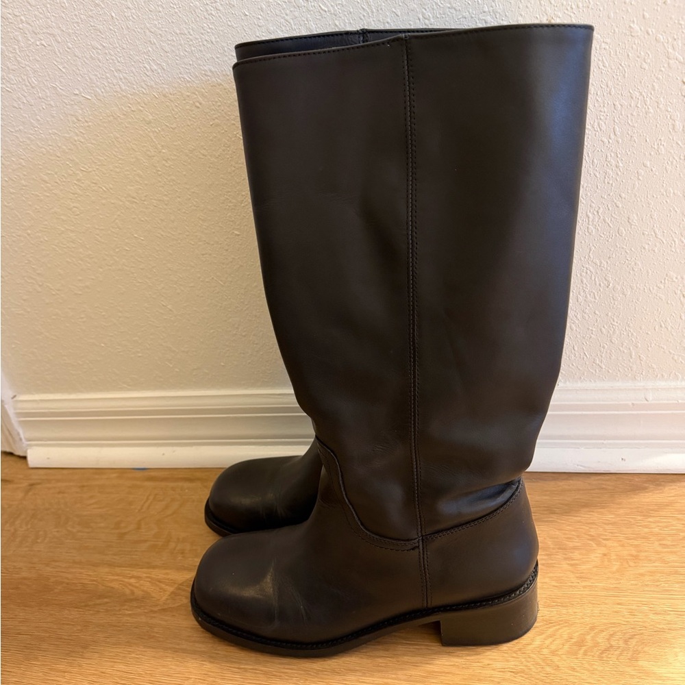 Black Leather Knee-High Boots